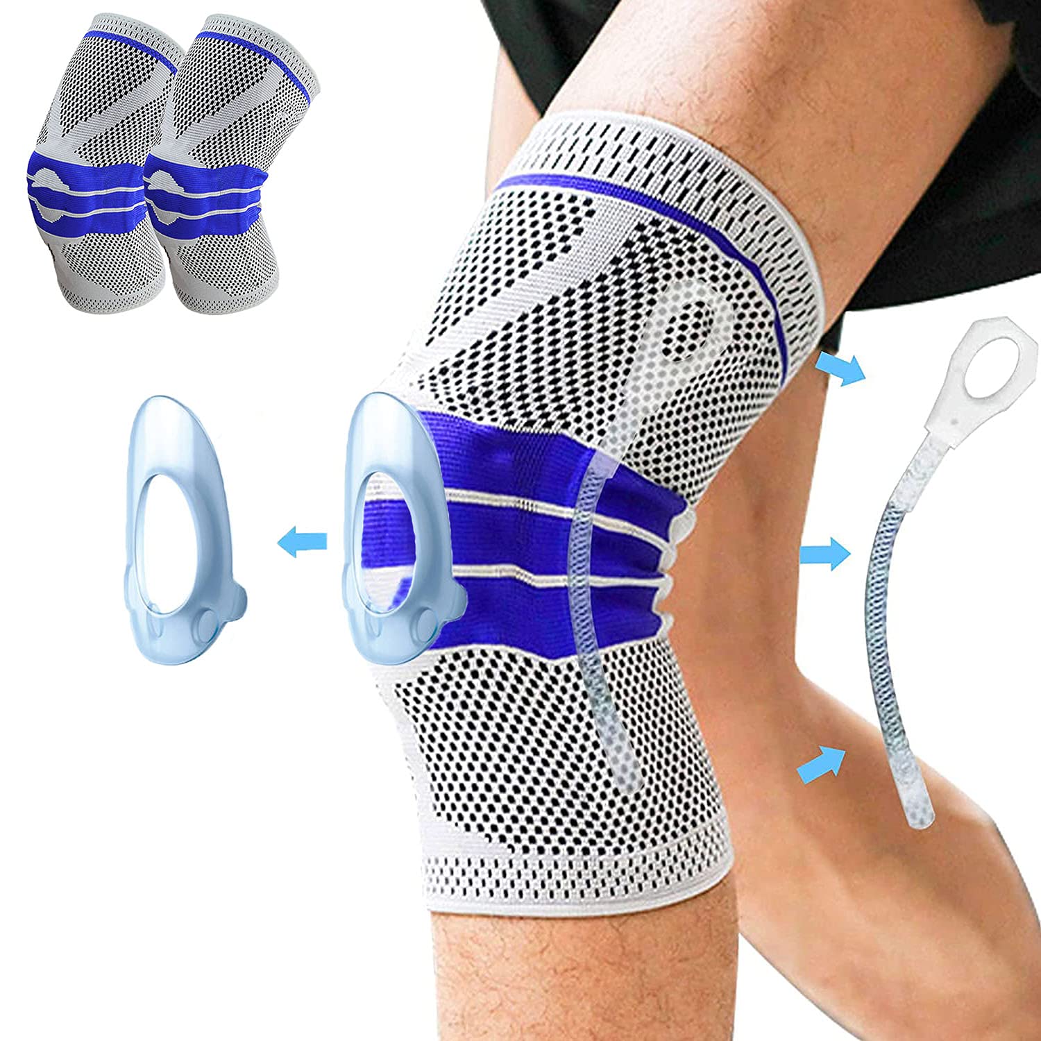 Compression Knee Sleeve with Patella Gel pad & Side stabilizers