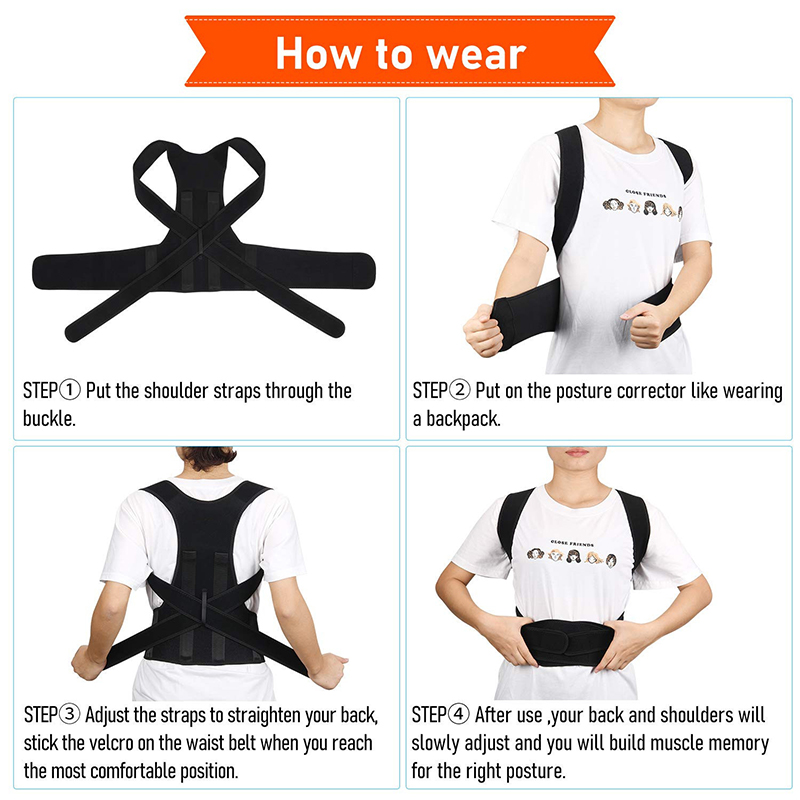 Back Support Posture Corrector With Steel Plates